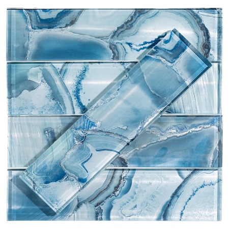 Andova Tiles SAMPLE-Myst 3-in. x 12-in. Subway Agate Inspired Polished Glass Wall Tile SAM-ANDMYS248